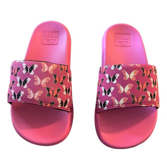 Reef Kids Orchid Butterfly Pink Sandal Slides Size 1 - Picture 2 of 7